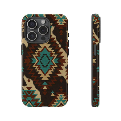 Turquoise Aztec + Cowhide Tough Case
