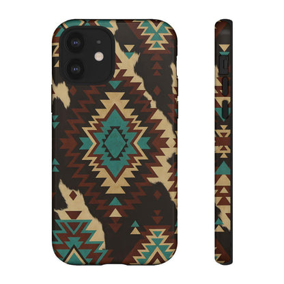 Turquoise Aztec + Cowhide Tough Case