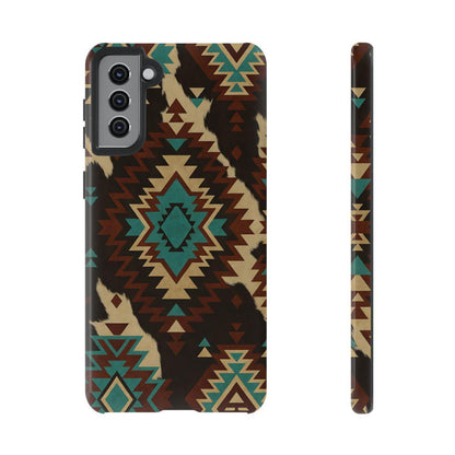 Turquoise Aztec + Cowhide Tough Case