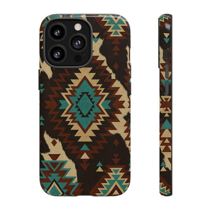 Turquoise Aztec + Cowhide Tough Case
