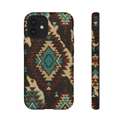 Turquoise Aztec + Cowhide Tough Case