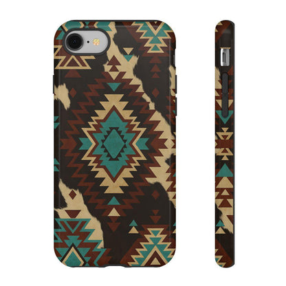 Turquoise Aztec + Cowhide Tough Case