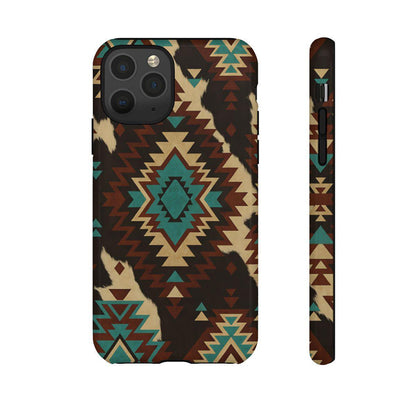 Turquoise Aztec + Cowhide Tough Case