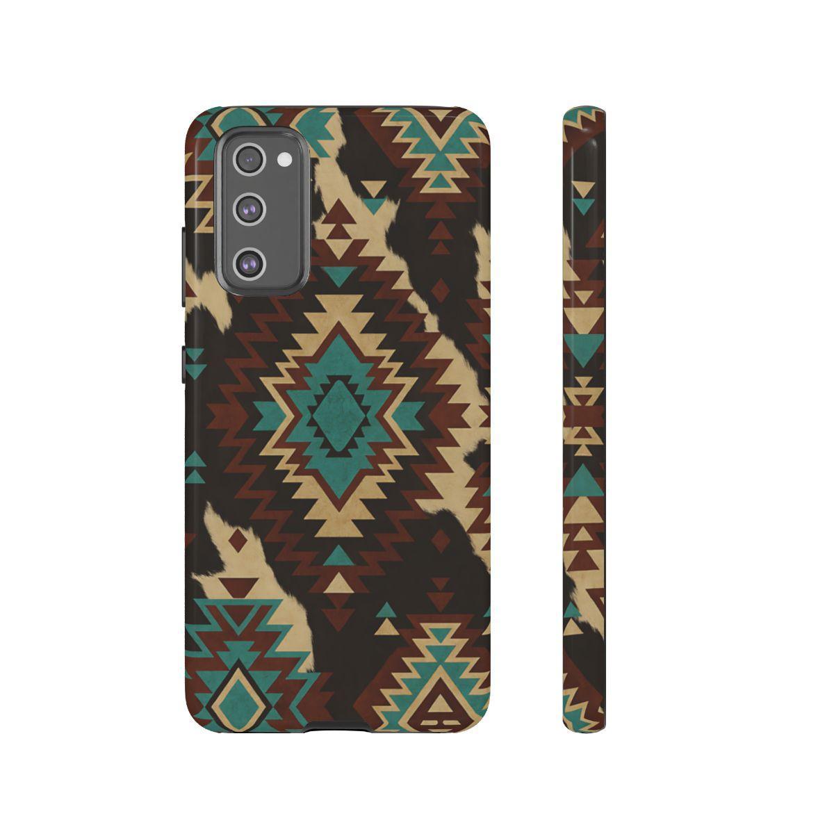Turquoise Aztec + Cowhide Tough Case