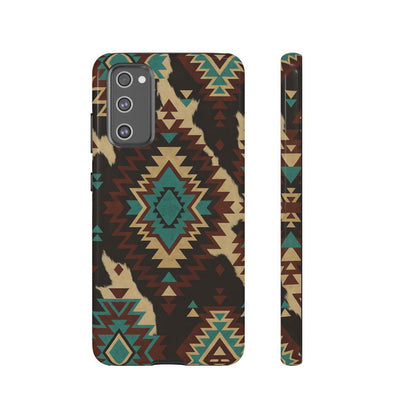 Turquoise Aztec + Cowhide Tough Case