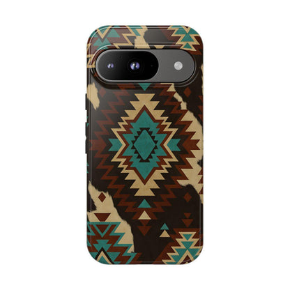 Turquoise Aztec + Cowhide Tough Case