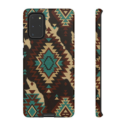 Turquoise Aztec + Cowhide Tough Case
