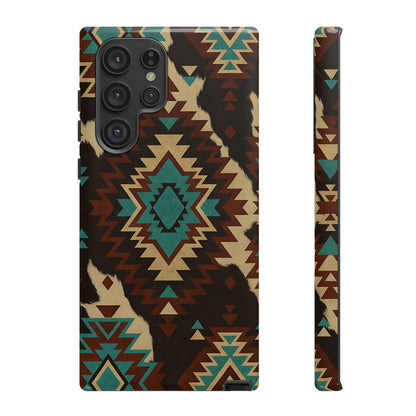 Turquoise Aztec + Cowhide Tough Case