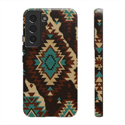 Turquoise Aztec + Cowhide Tough Case