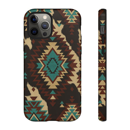Turquoise Aztec + Cowhide Tough Case