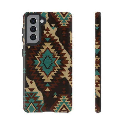 Turquoise Aztec + Cowhide Tough Case
