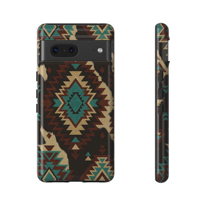 Turquoise Aztec + Cowhide Tough Case