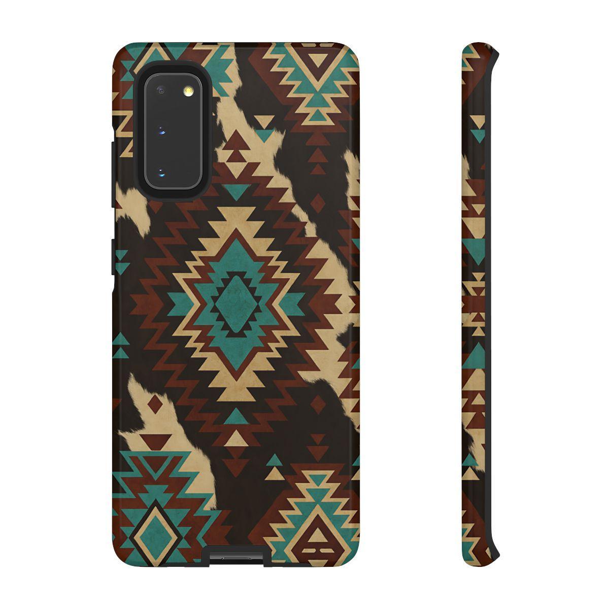 Turquoise Aztec + Cowhide Tough Case