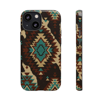 Turquoise Aztec + Cowhide Tough Case