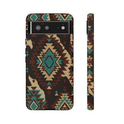 Turquoise Aztec + Cowhide Tough Case