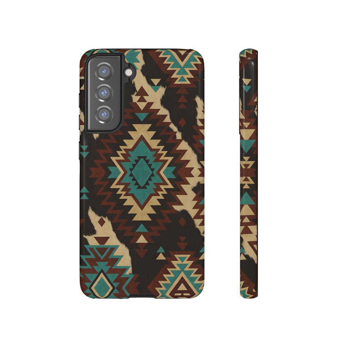 Turquoise Aztec + Cowhide Tough Case