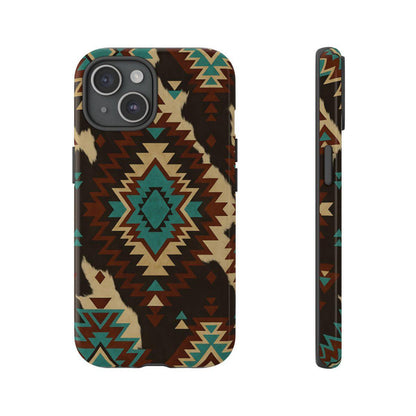 Turquoise Aztec + Cowhide Tough Case