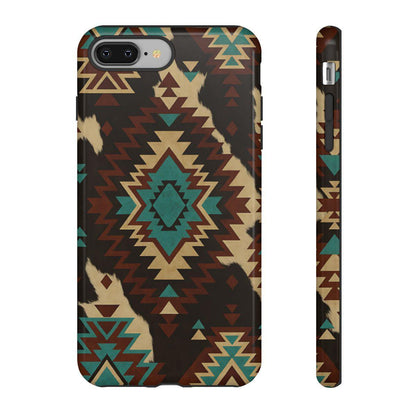 Turquoise Aztec + Cowhide Tough Case