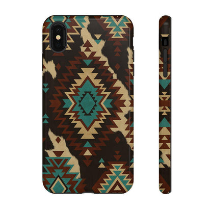 Turquoise Aztec + Cowhide Tough Case