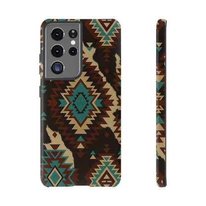 Turquoise Aztec + Cowhide Tough Case