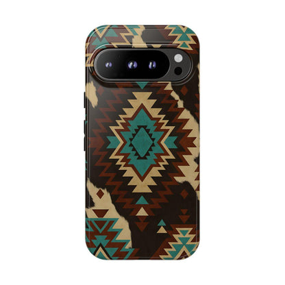 Turquoise Aztec + Cowhide Tough Case