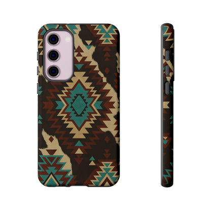 Turquoise Aztec + Cowhide Tough Case