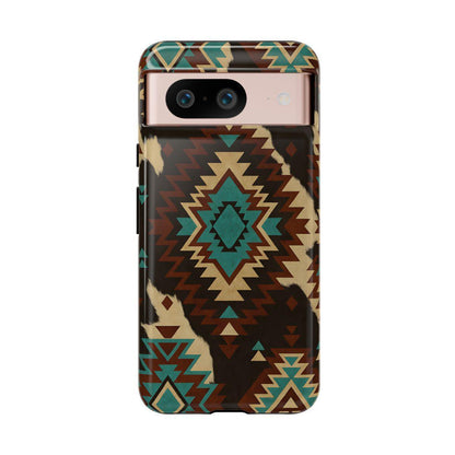 Turquoise Aztec + Cowhide Tough Case