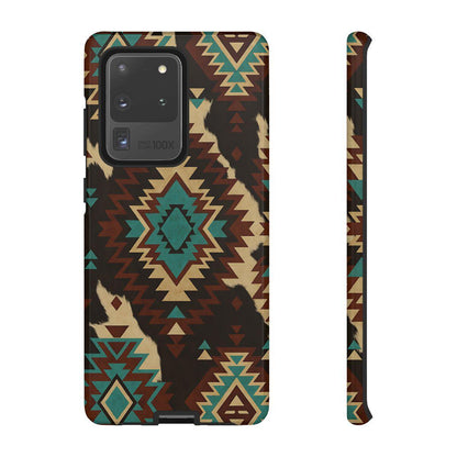 Turquoise Aztec + Cowhide Tough Case