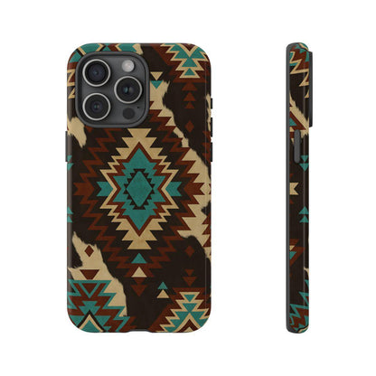 Turquoise Aztec + Cowhide Tough Case