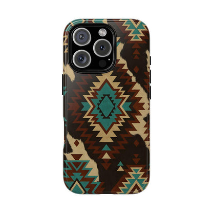Turquoise Aztec + Cowhide Tough Case