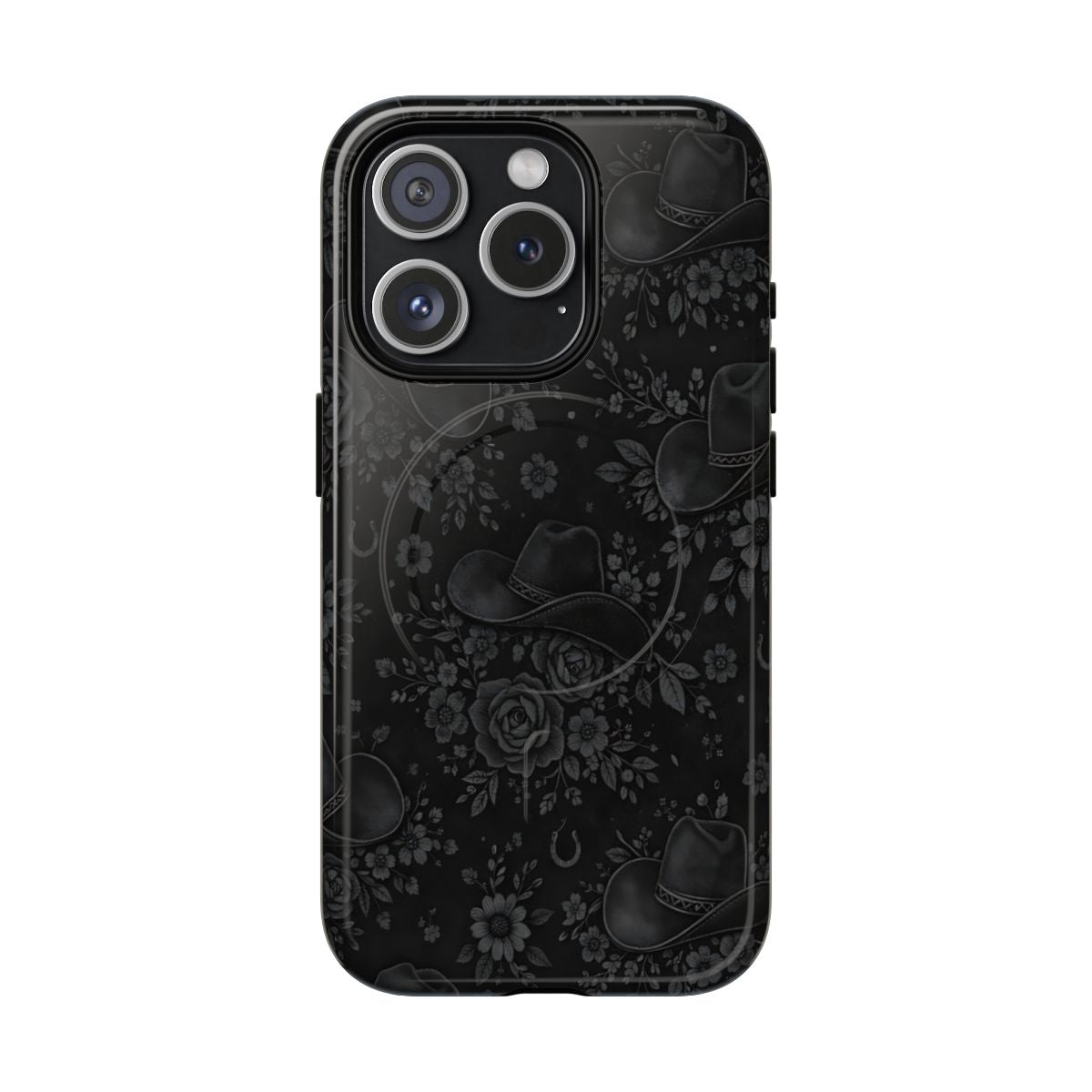 Western Noir Floral Hats Magnetic Case