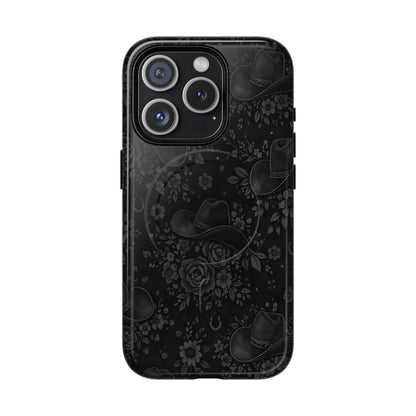 Western Noir Floral Hats Magnetic Case