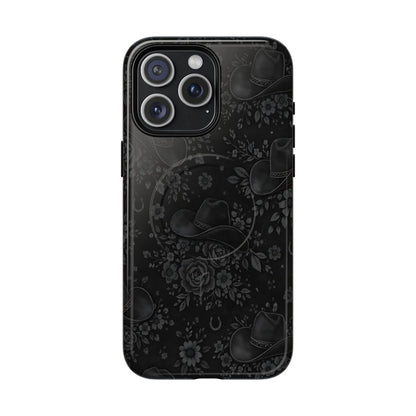 Western Noir Floral Hats Magnetic Case