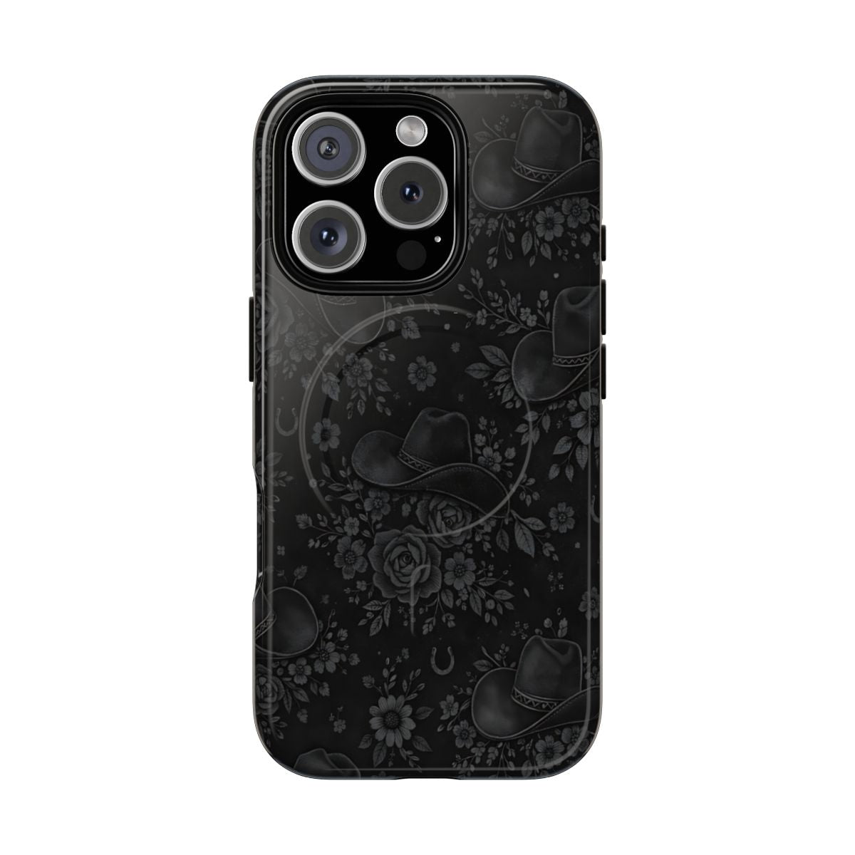 Western Noir Floral Hats Magnetic Case