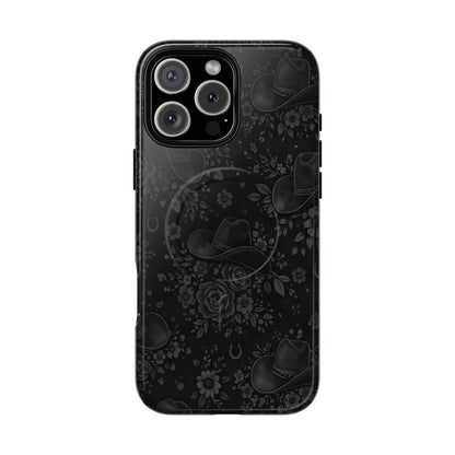Western Noir Floral Hats Magnetic Case