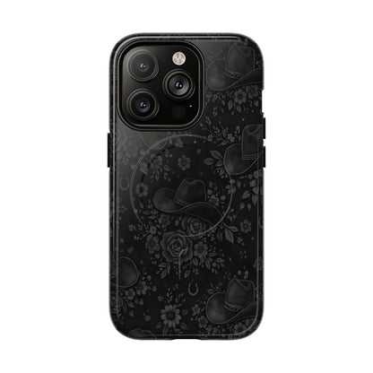 Western Noir Floral Hats Magnetic Case