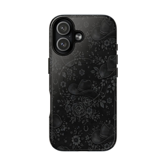 Western Noir Floral Hats Magnetic Case