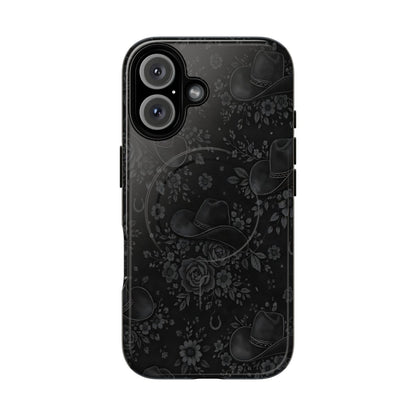 Western Noir Floral Hats Magnetic Case