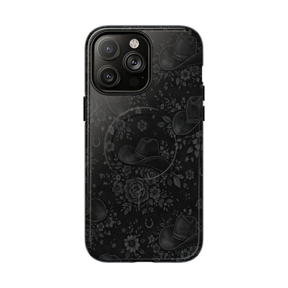 Western Noir Floral Hats Magnetic Case