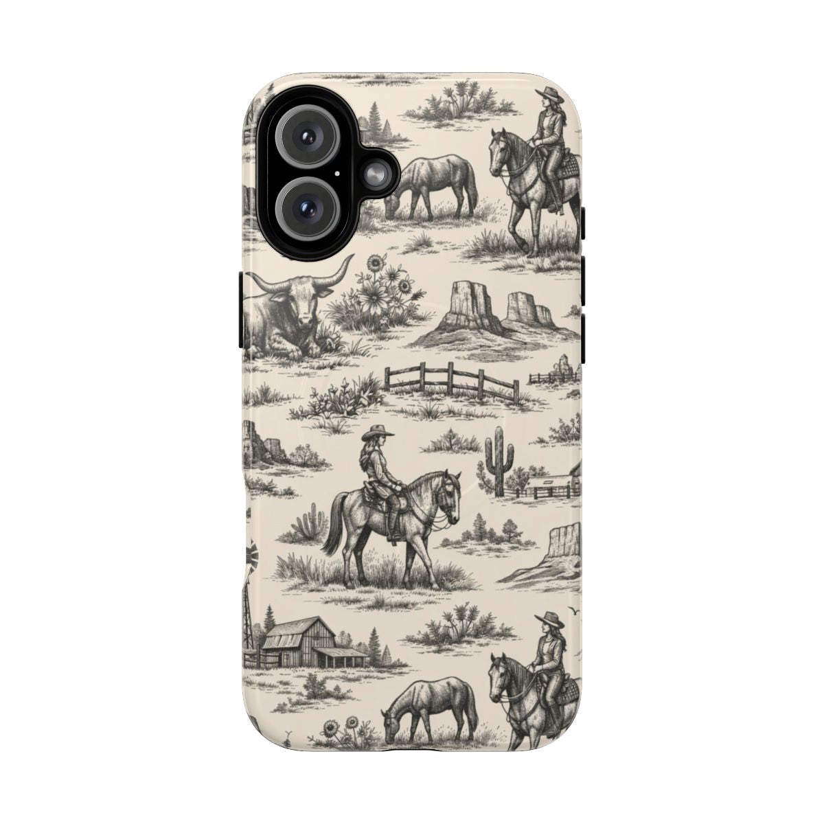 Western Toile Black Magnetic Case