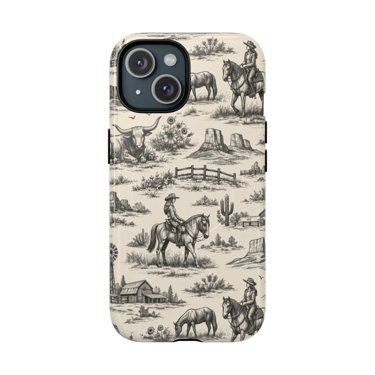 Western Toile Black Magnetic Case