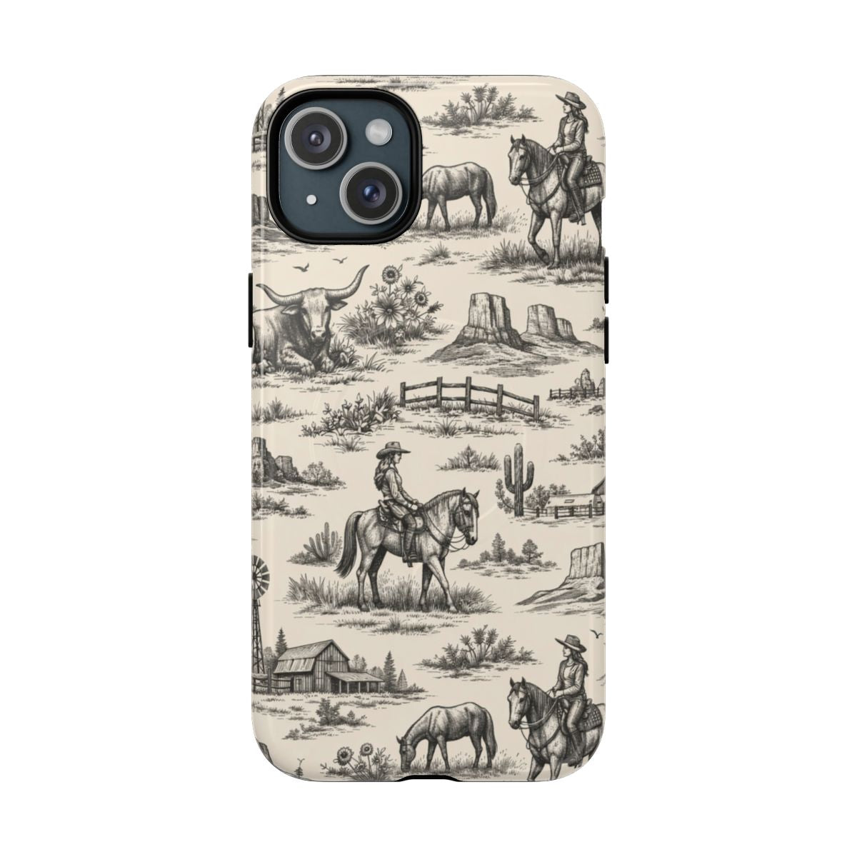 Western Toile Black Magnetic Case