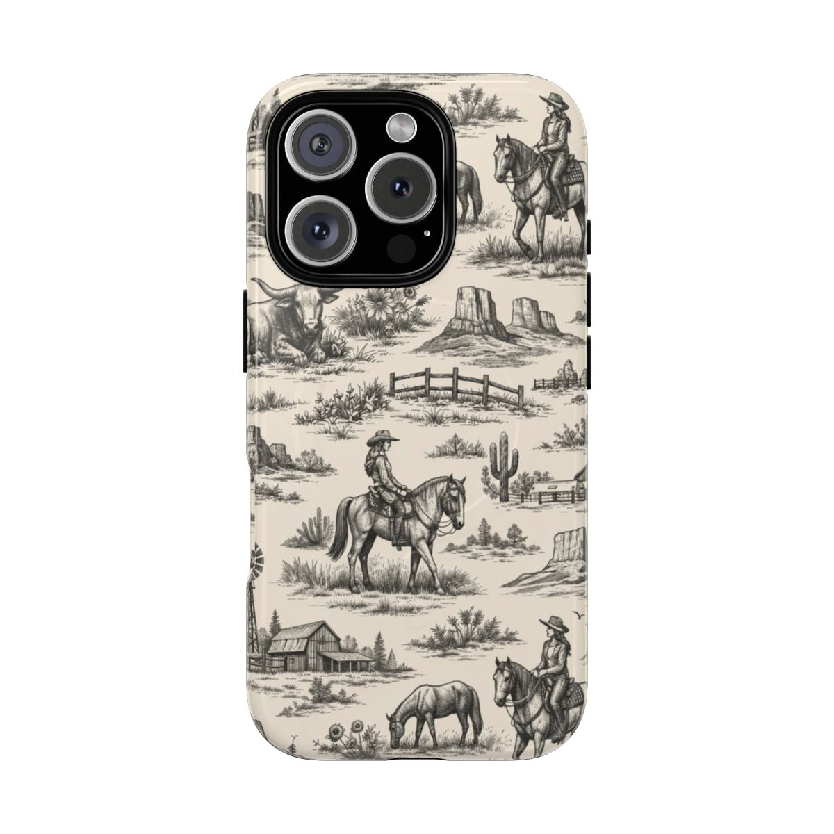Western Toile Black Magnetic Case