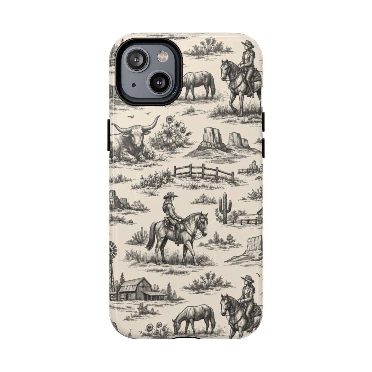 Western Toile Black Magnetic Case