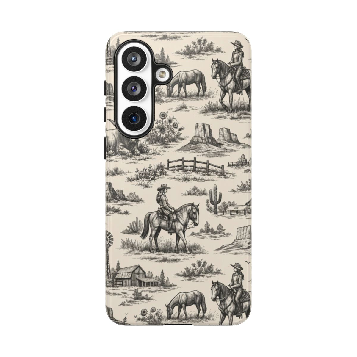 Western Toile Black Tough Case
