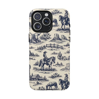 Western Toile Navy Magnetic Case