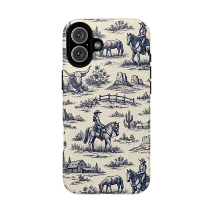 Western Toile Navy Magnetic Case