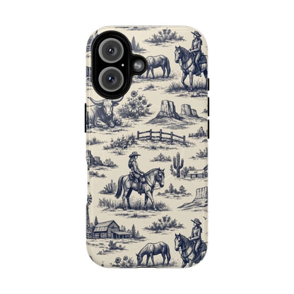 Western Toile Navy Magnetic Case