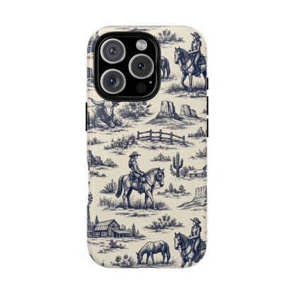 Western Toile Navy Magnetic Case