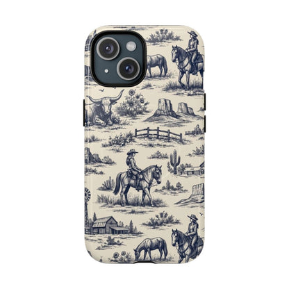 Western Toile Navy Magnetic Case
